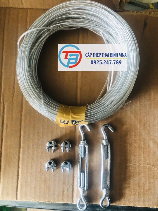 Bộ dây phơi quần áo,dây cáp thép bọc nhựa,treo đồ cáp bọc nhựa 3mm
