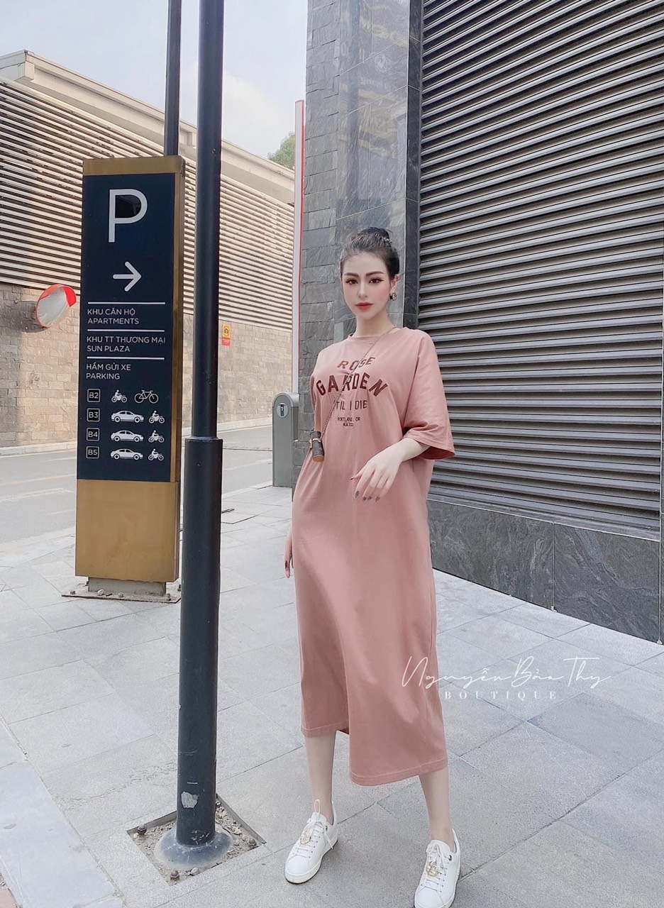 [HCM]Đầm thun nữ dễ thương - đầm thun suông form rộng - đầm thun nữ mặc nhà chất vải mềm mại siêu đẹp siêu hot thời trang Binstore94 ds010