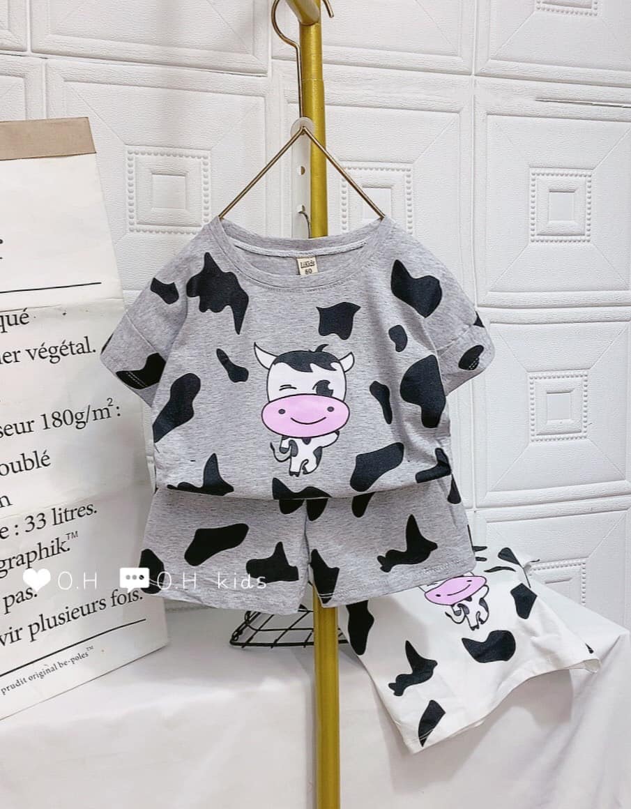Bộ cộc tay Minkymom SỮA BÒ cho bé trai bé gái, Chất cotton cao cấp siêu mát mùa hè