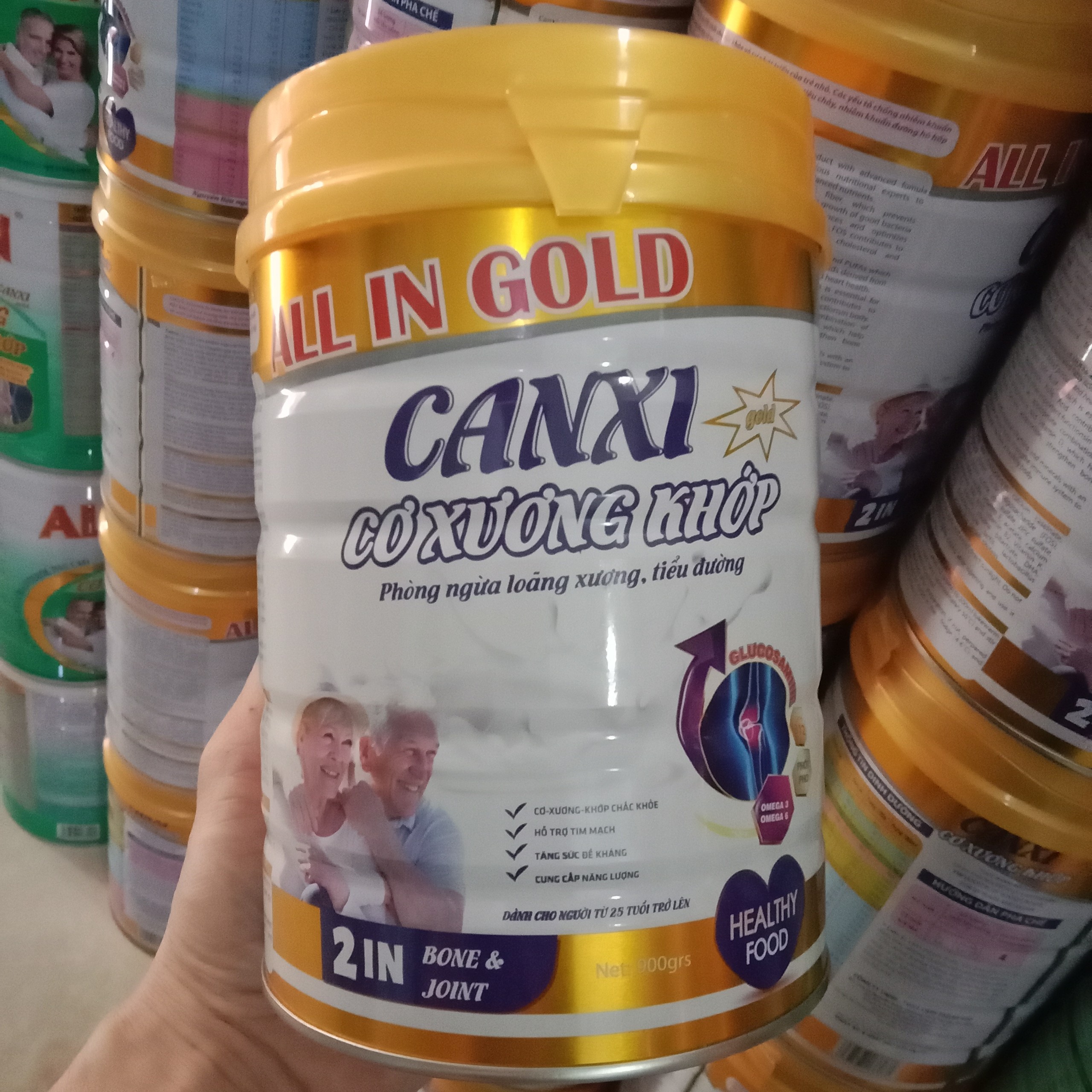 Sữa bột All In Gold 900g chăm sóc CƠ- XƯƠNG- KHỚP lon 900g