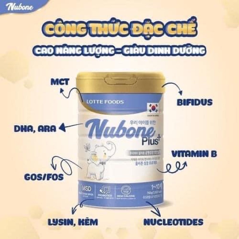 Sữa bột NUBONE PLUS + 750G ( dinh dưỡng cho trẻ từ 1-10 tuổi)