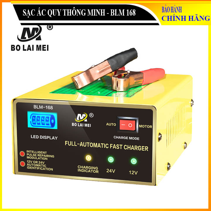 Sạc acquy tự động 12V 24V 200Ah, Sạc ắc quy ô tô xe máy tốc độ nhanh thông minh BOLAIMEI BLM-168 (BẢN QUỐC TẾ)