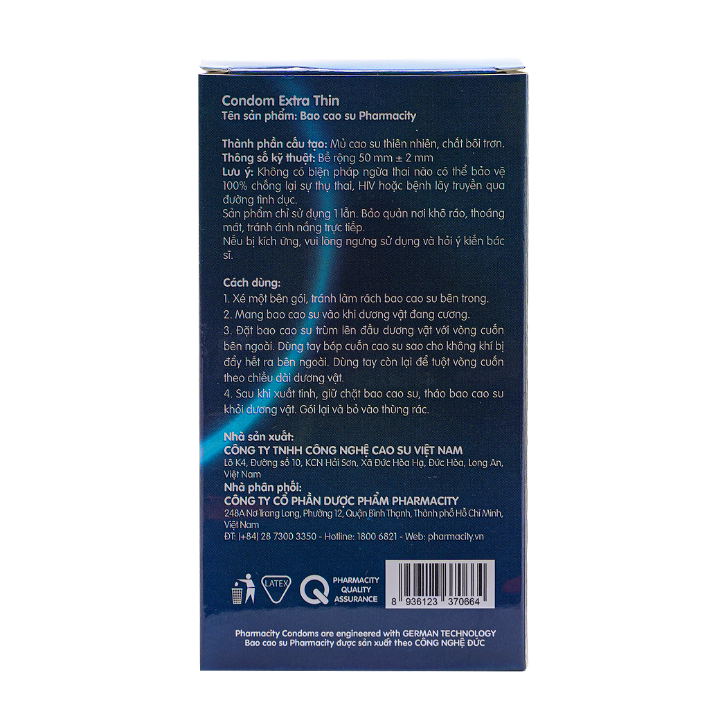 Bao cao su Pharmacity Extra Thin (10 cái/hộp)