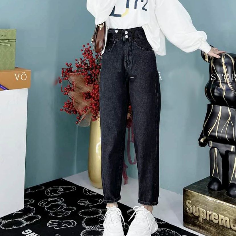 QUẦN JEAN BAGGY NỮ LƯNG CAO 2 NÚT ĐAI CHÉO,THỜI TRANG MỚI TẠI PINKY79SHOP BG001