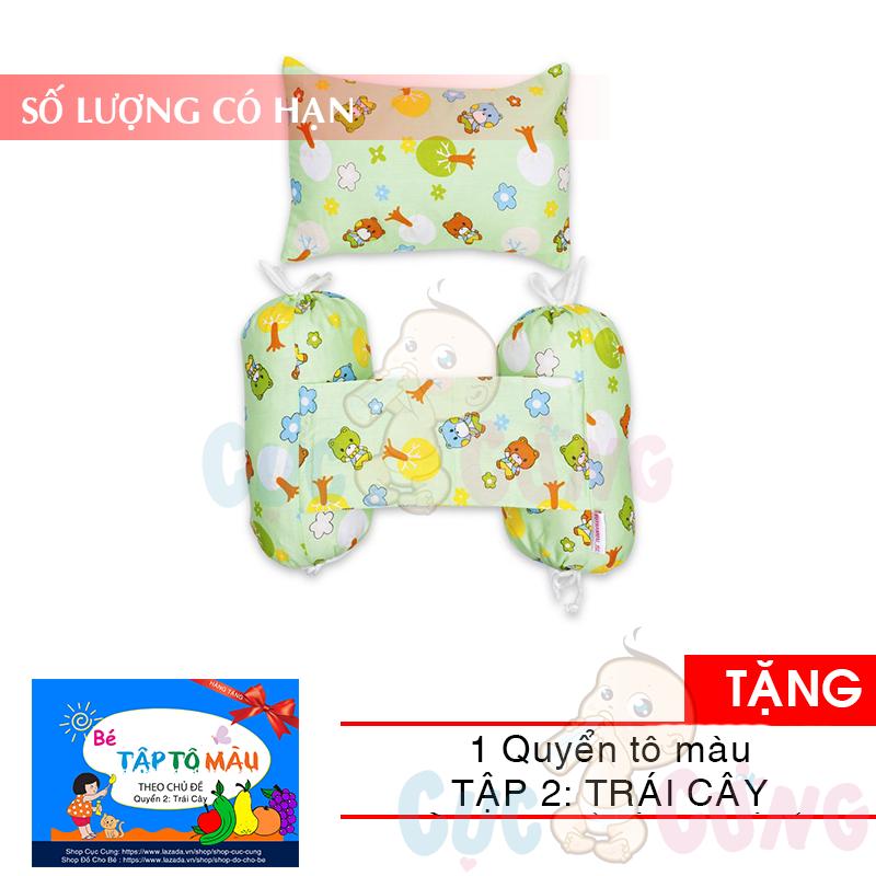 Bộ gối nằm và gối chặn thảo dược Đinh Lăng chống mồ hôi trộm cho bé sơ sinh Baby Chick - họa tiết ngẫu nhiên Tặng 1 tập tô màu (nhiều loại tùy chọn)