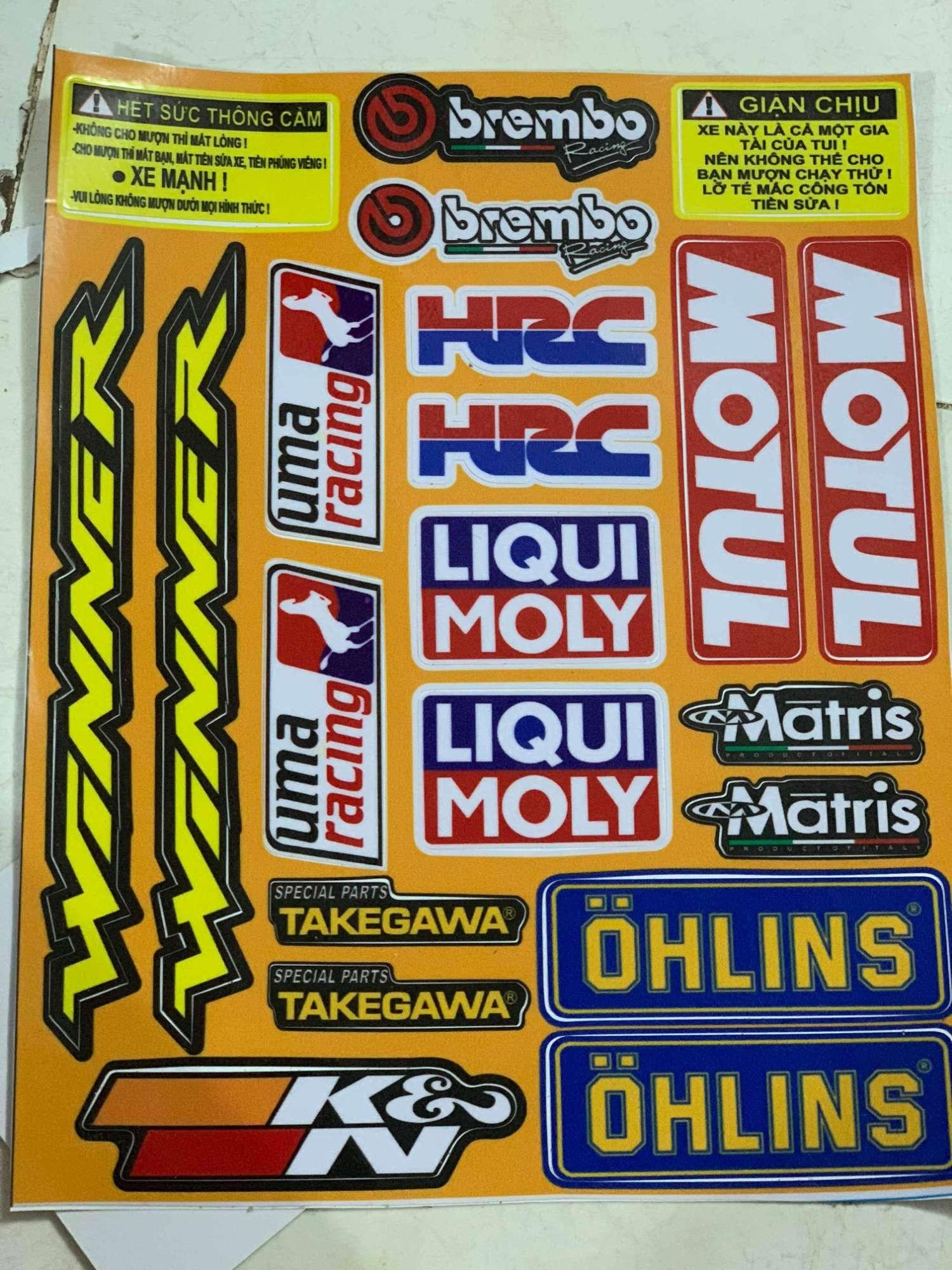 Tem tấm logo winner trọn bộ 18x25cm