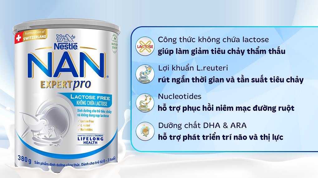 Sữa Bột Nan EXPERT PRO Lactose Free 380g (Tiêu Chảy)