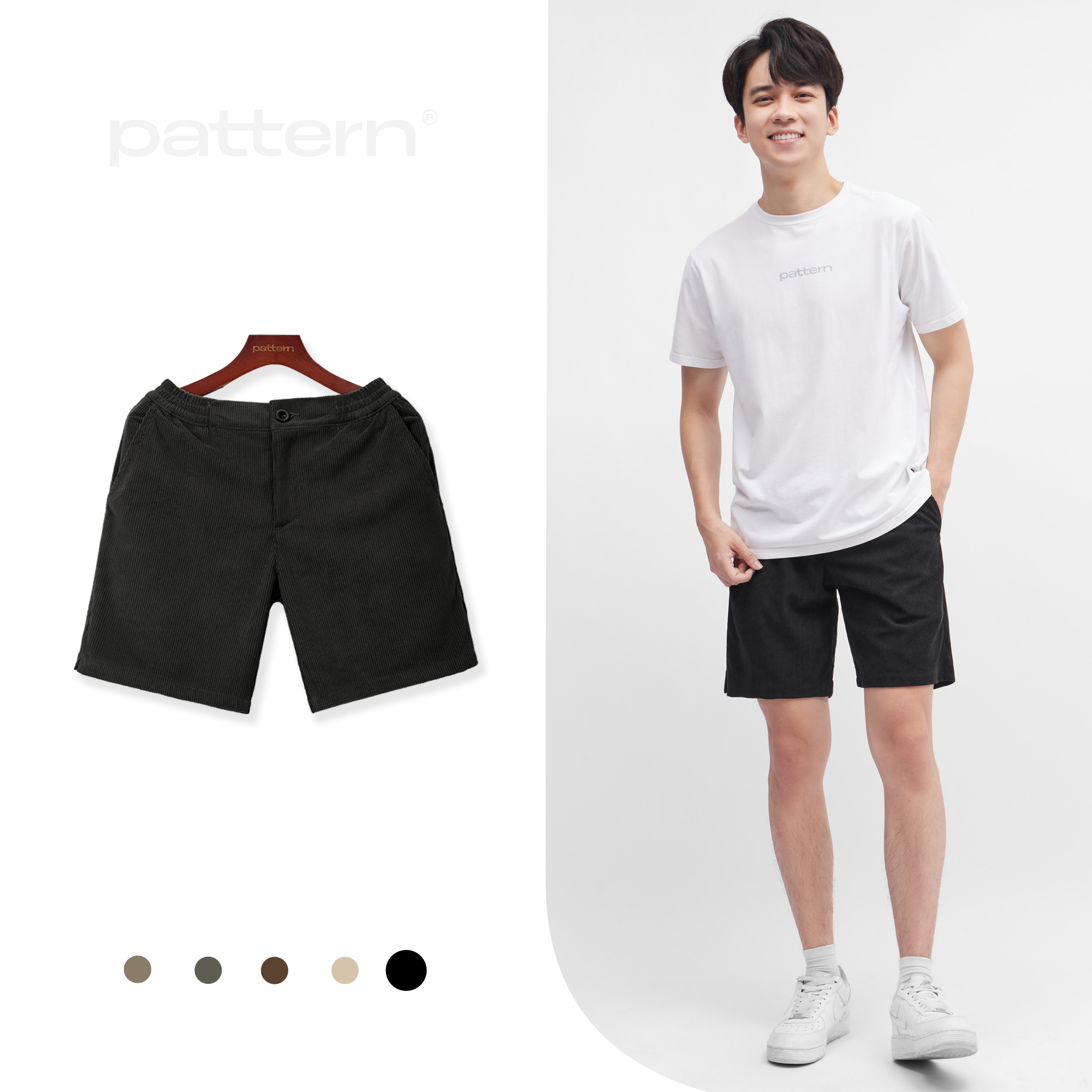 Quần short nhung tăm khóa kéo PATTERN ver2 PQ018
