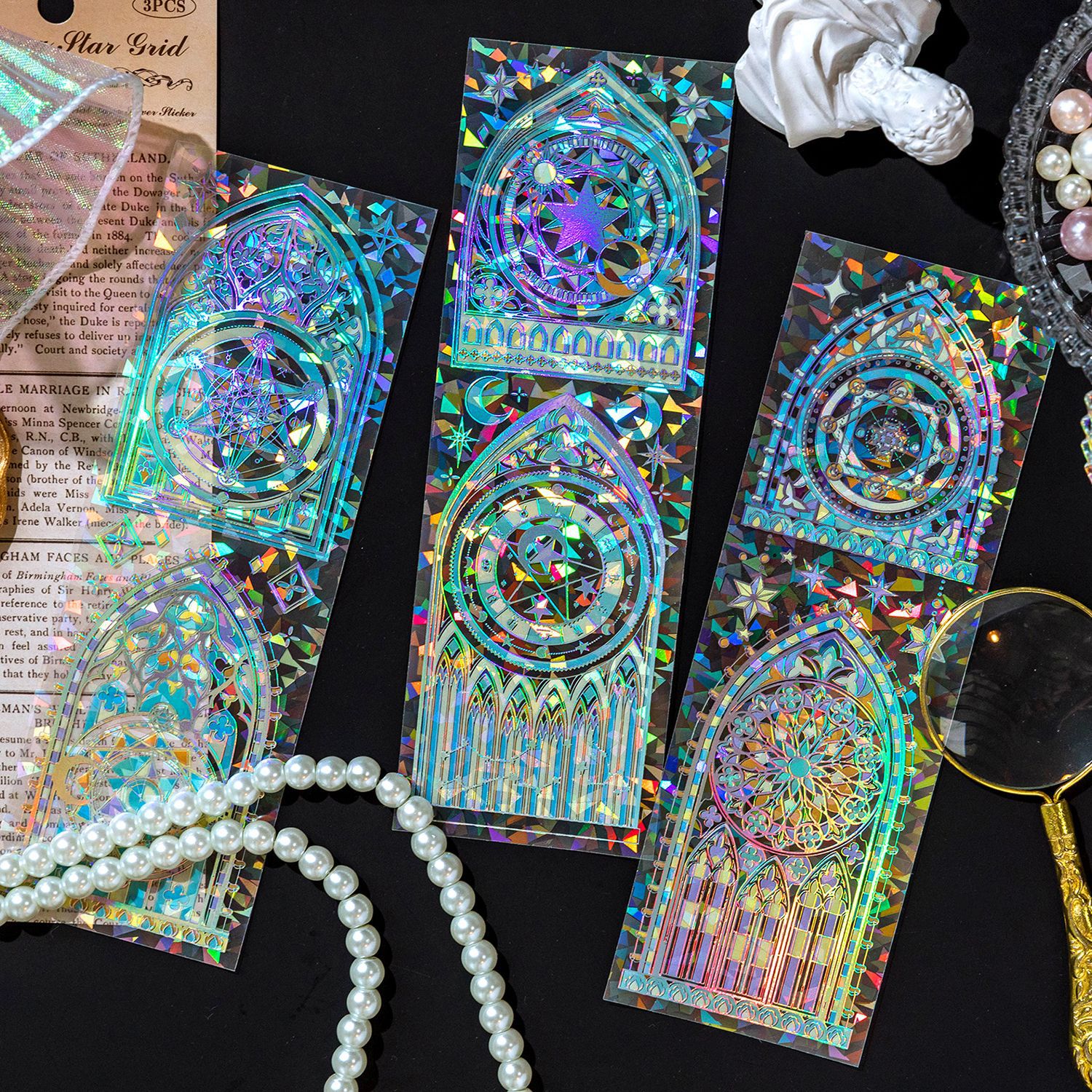 3 Pcs Stickers PET Shell Light Windows DIY Background Decoration Journal Diary- Momo