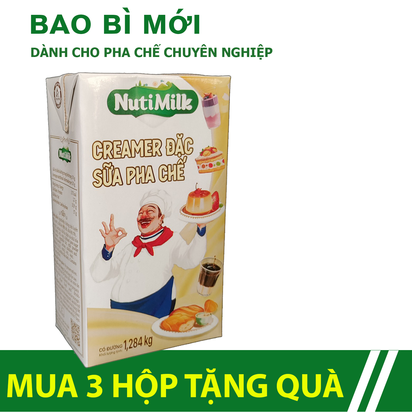 combo 5 hộp creamer đặc có đường sữa chuyên pha chế nuti hộp 1,284 kg - thương hiệu nutifood 2