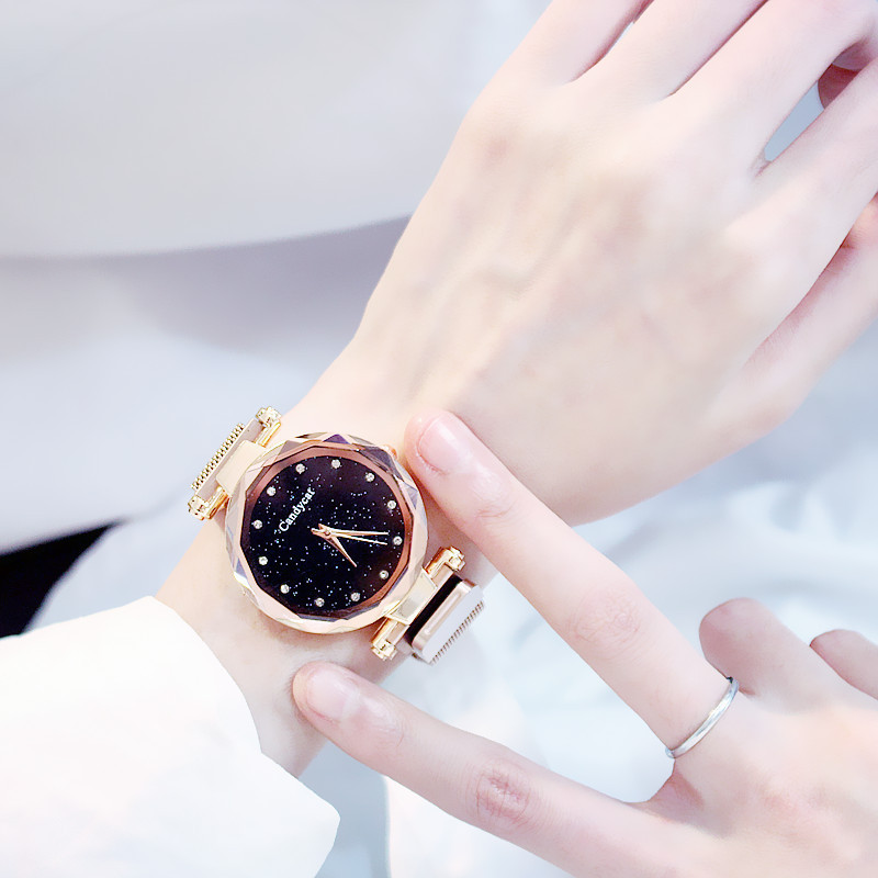 Đồng hồ thời trang Quartz nữ C201, Mặt tròn kim tuyến mang đi làm đi chơi sang trọng, Dây đeo khóa nam châm, Mẫu mới chống nước nhẹ