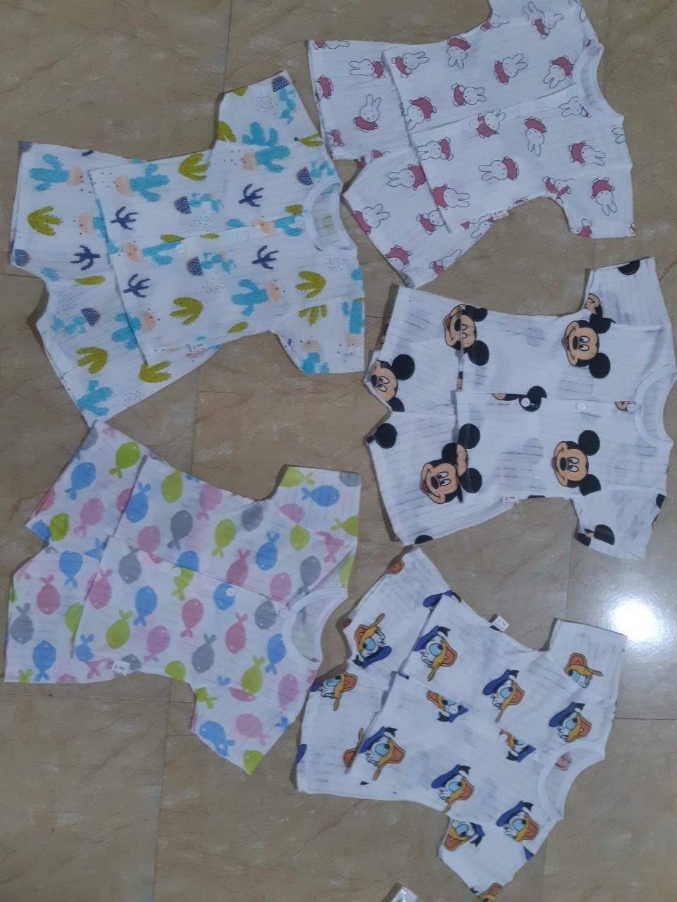 Combo 3 bộ cotton giấy cộc tay cài cúc giữa ( KÈM QUÀ TẶNG )