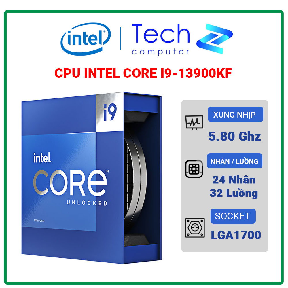 Intel Core i9-13900KF - Core i9 13th Gen Raptor Lake 24-Core (8P+16E) P-core  Base Frequency: 3.0 GHz E-core Base Frequency: 2.2 GHz LGA 1700 125W None  Integrated Graphics Desktop Processor - BX8071513 