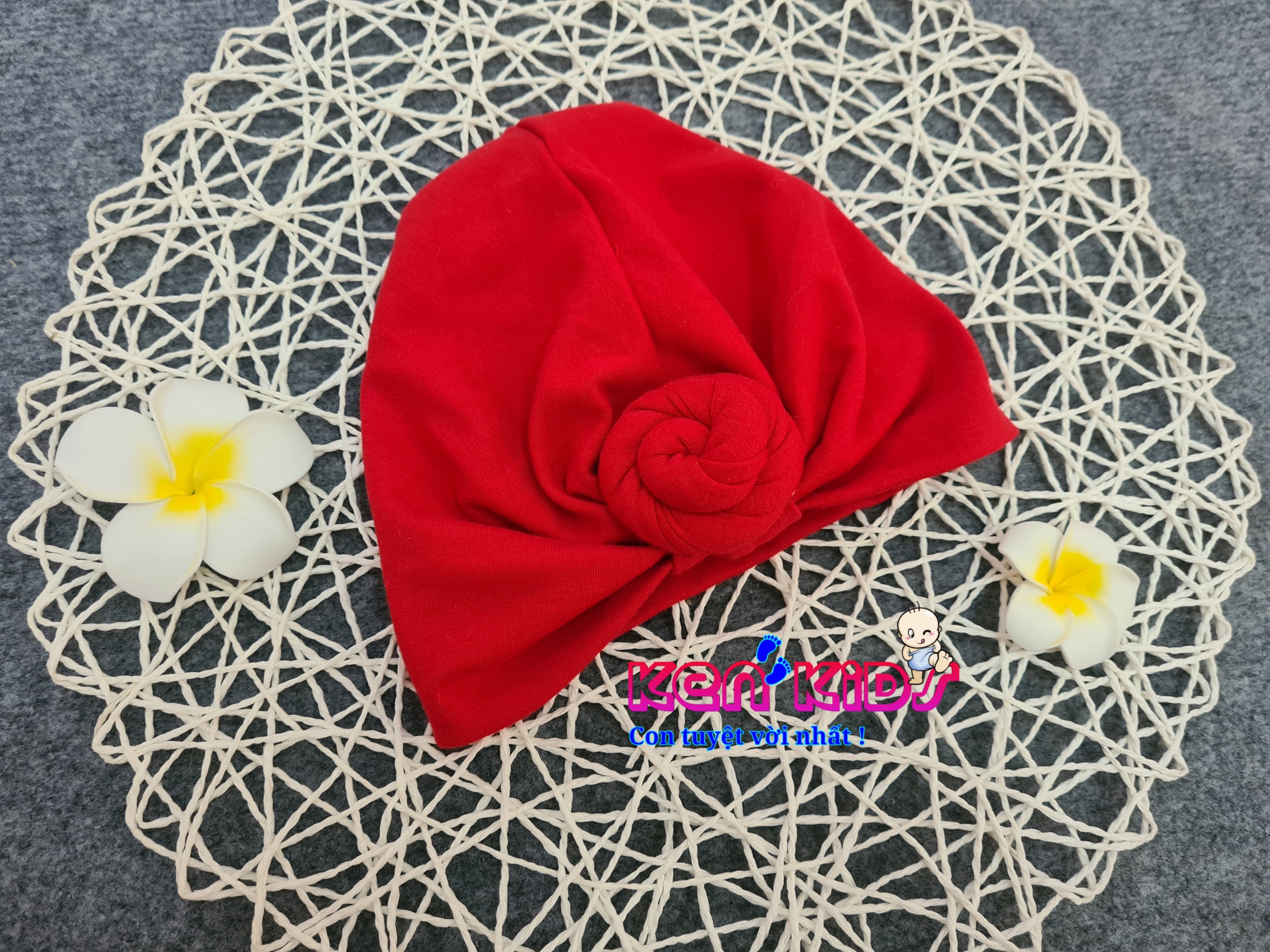 (5-10kg) Nón mũ Turban kiểu Ấn màu đỏ cho bé