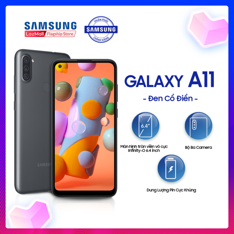 Điện thoại Samsung Galaxy A11 32GB (3GB RAM) - Màn hình tràn viền vô cực Infinity-O 6.4 inch - Sim kép - Pin 4000mAH - Hàng phân phối chính hãng.