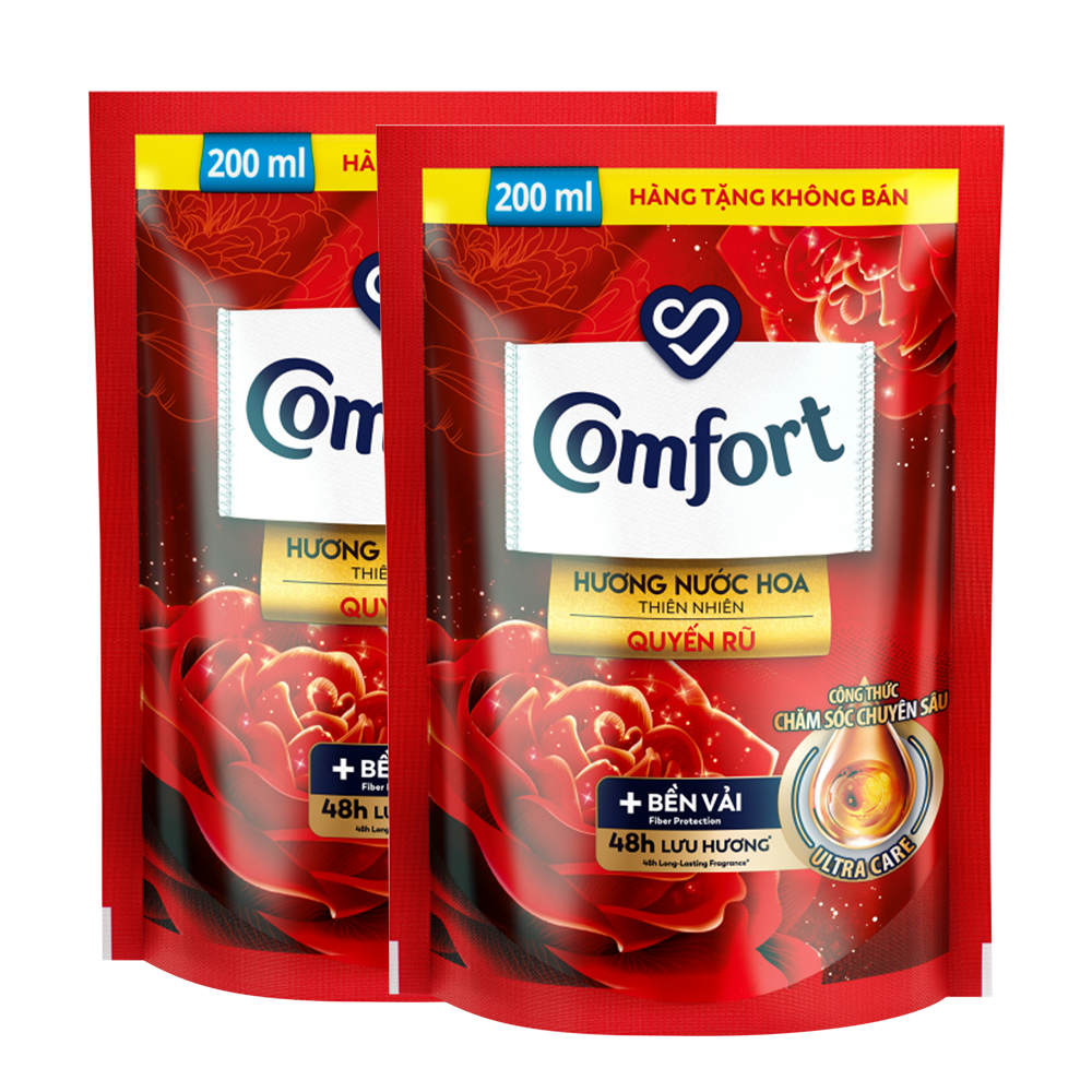 Combo 2 nước xả làm mềm vải comfort hương nước hoa thiên nhiên hương quyến rũ túi 200ml