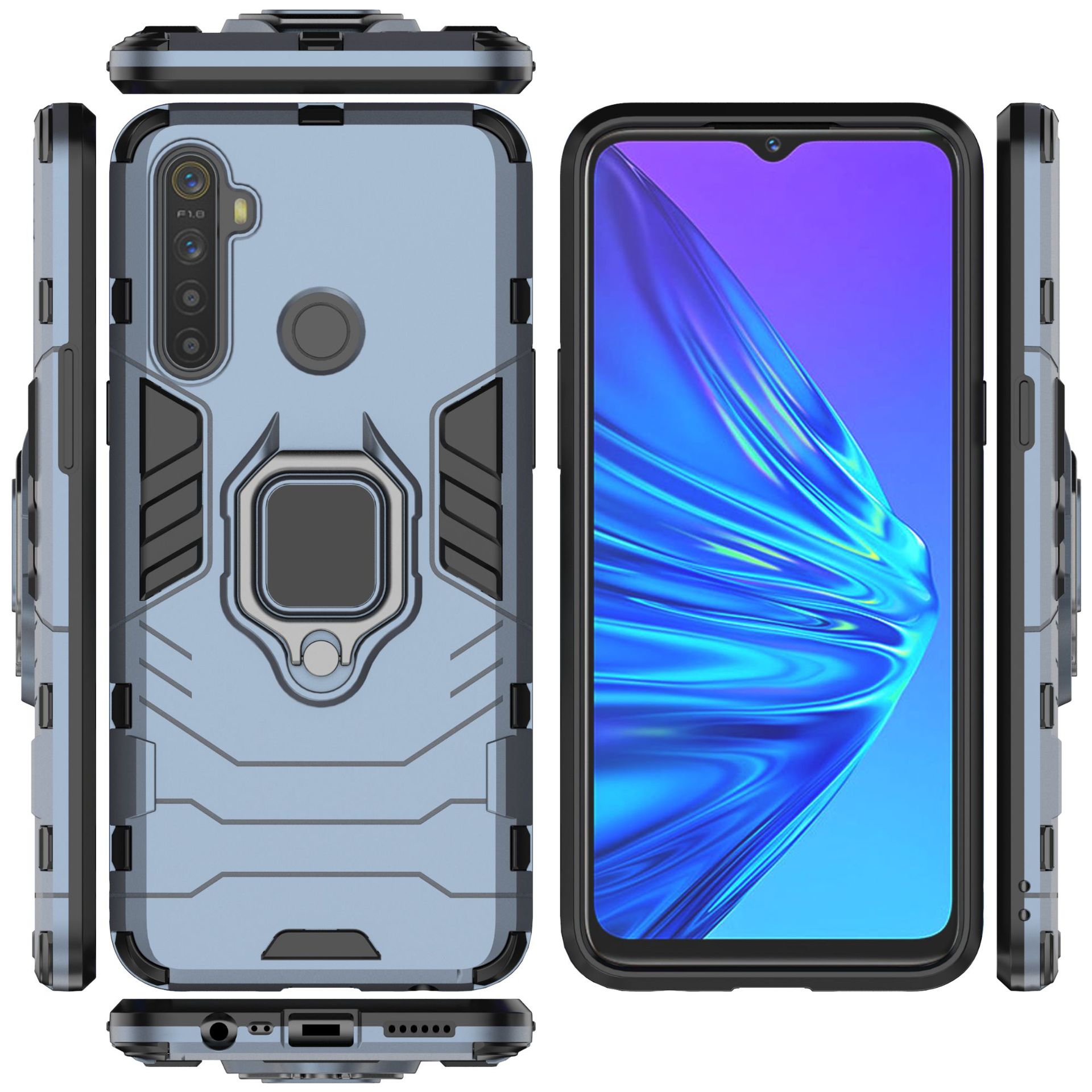 Ốp lưng Realme C3 , Ốp lưng chống sốc iron man kèm Iring tiện lợi, bo viền mặt trước máy 360 độ