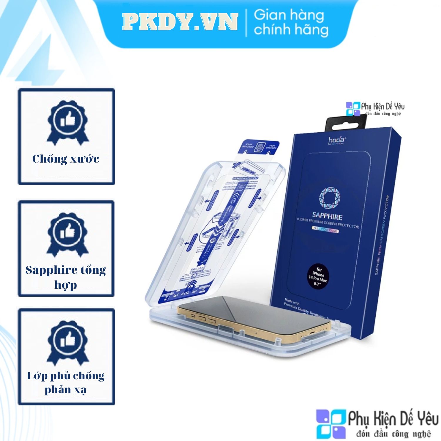 Kính cường lực hoda sapphire cho iphone 13/ 13 pro/ 13 pro max/ 14/ 14 plus/ 14 pro/ 14 pro max