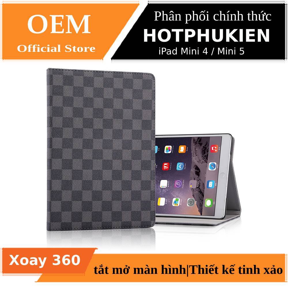 Bao da Caro LV cho iPad Mini 4 / Mini 5 Xoay 360 hiệu HOTCASE (Smartsleep, chế độ gập đa dạng) - Phân phối bởi Hotphukien