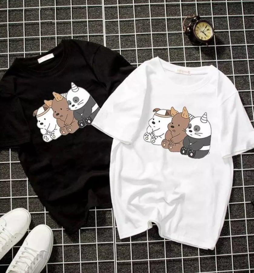 [HCM]Áo thun nữ form rộng in hình 3 Chú Gấu Ngồi dễ thương vải dày mịn mát