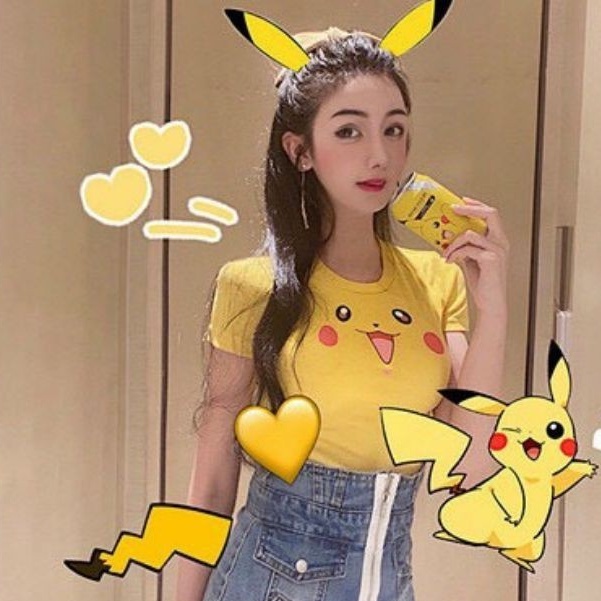 [HCM]Áo croptop ôm hoạ tiết Pikachu dễ thương