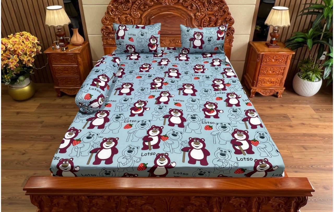 Bộ drap ga thun Hàn quốc (MẪU GẤU BÔNG) mới chất đẹp