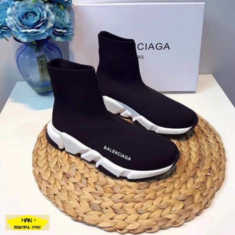 (SIÊU ĐẸP) Giày thể thao nam nữ sneaker BALENCIAGA_SPEED_TRAINER đen đế trắng đen