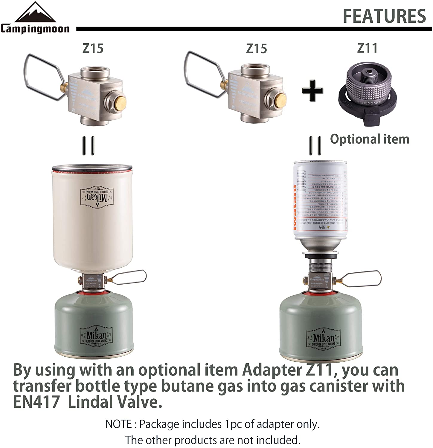 Đầu Adapter Sang Chiết Bình Gas Campingmoon Z-15