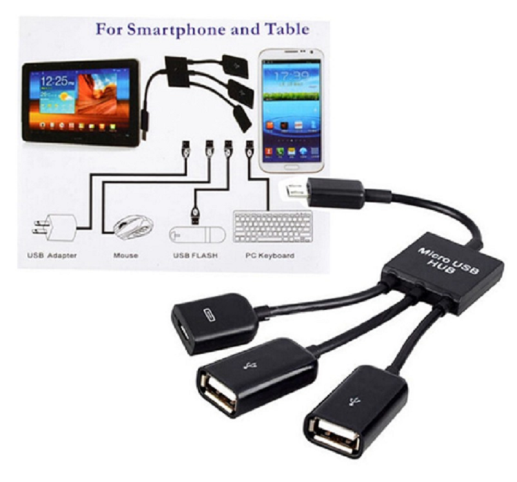 Cáp OTG ra OTG + 02 USB 2.0