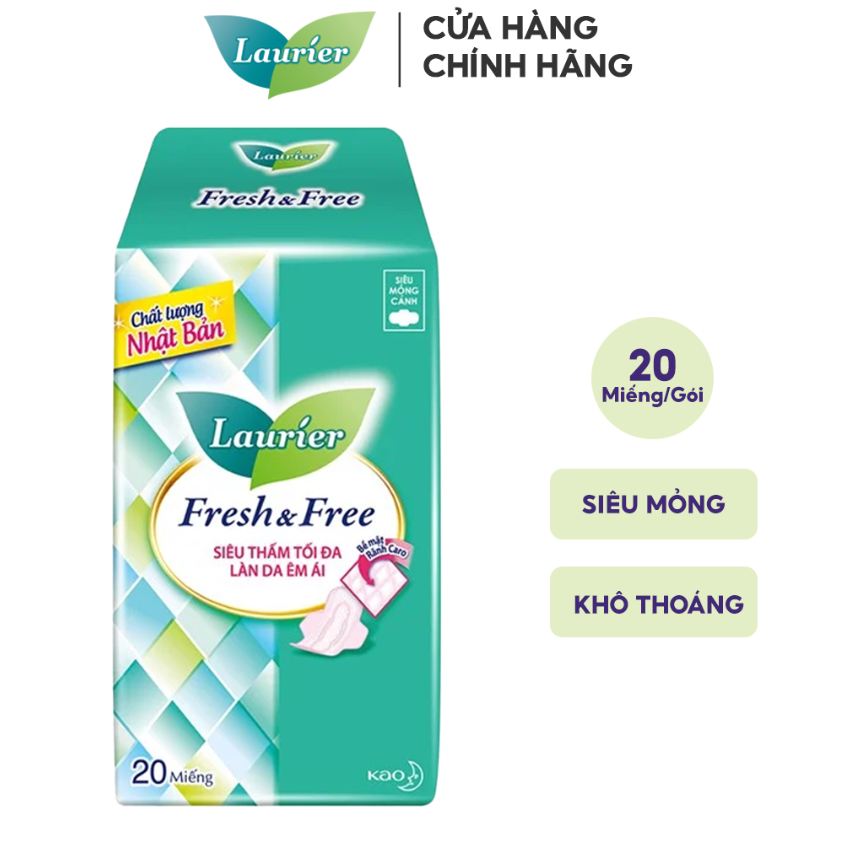 Băng Vệ Sinh Ban Ngày Siêu Mỏng Cánh 22cm Laurier Fresh Free