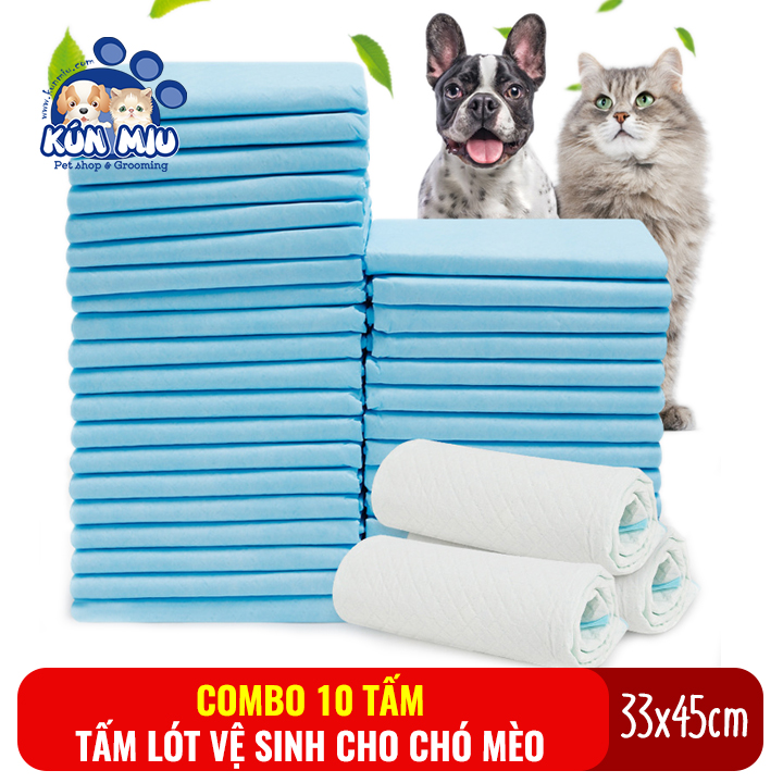 Combo 10 tấm lót vệ sinh cho chó mèo Kún Miu kích cỡ 33x45cm