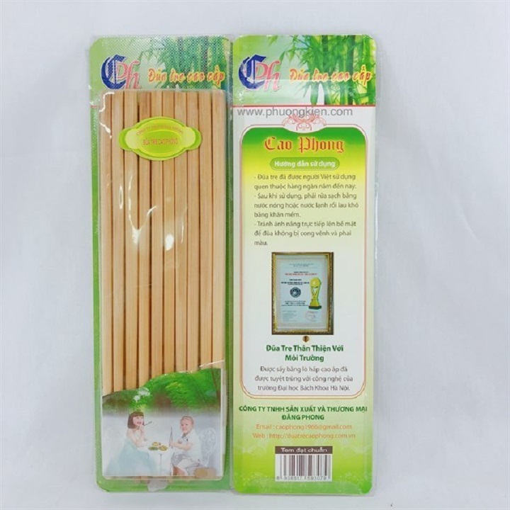 Set 10 đôi đũa tre tự nhiên cao phong