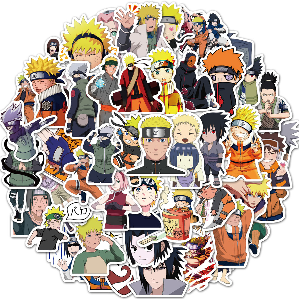 Set 50 sticker hình dán anime Naruto chống thấm nước