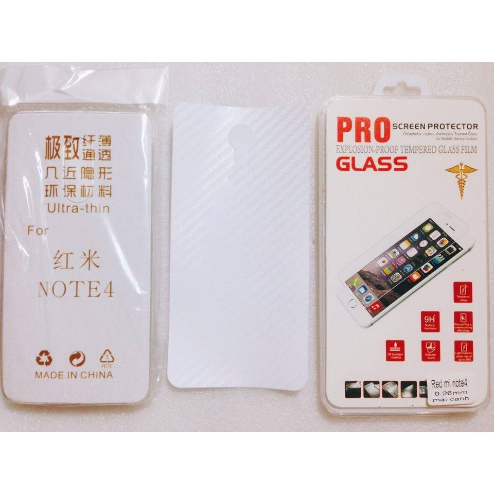 Combo miếng dán cacbon và kính cường lực xiaomi redmi note4