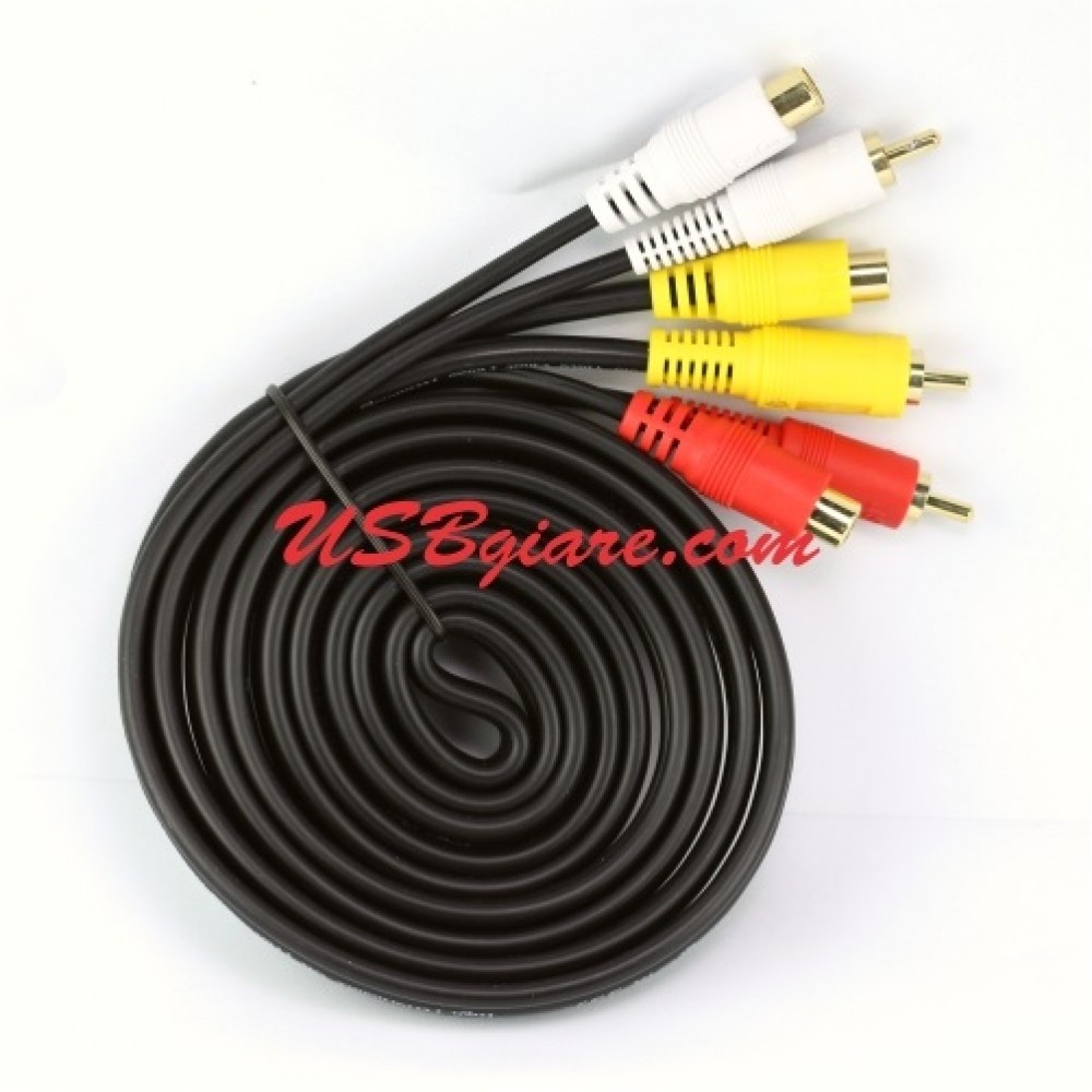 Cáp av 3 đầu bông sen đực ra 3 đầu bông sen cái nối dài 1.8m