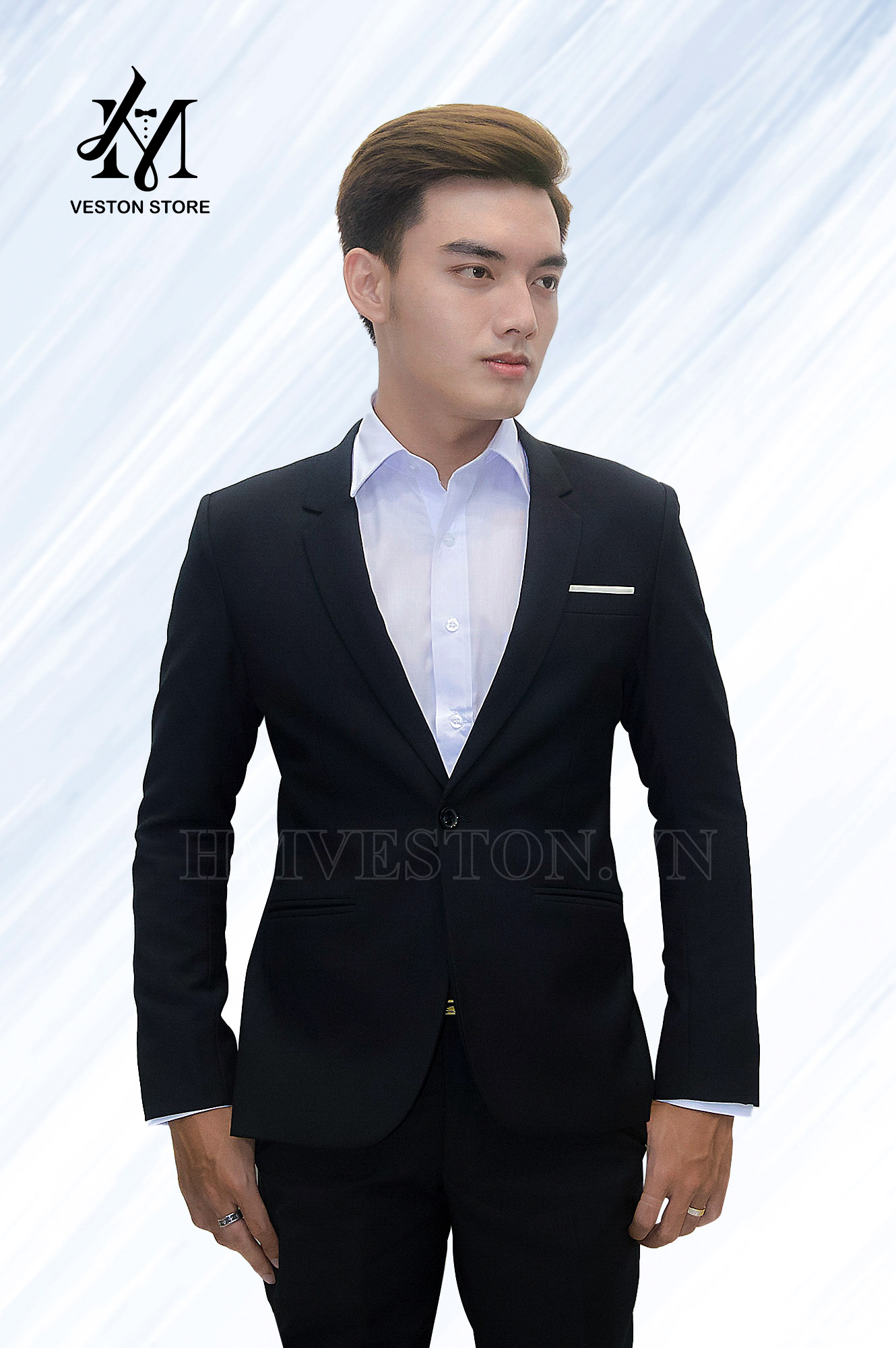 Áo Vest Nam màu đen mềm mịn ôm body hàn quốc