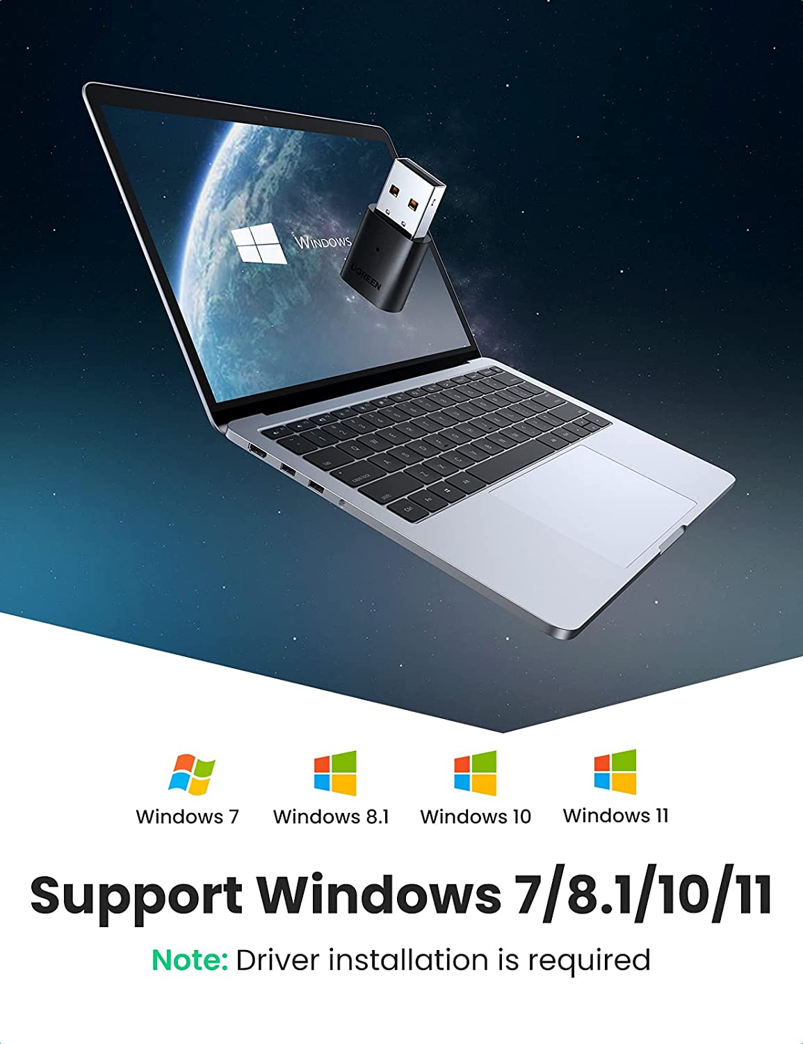 Thiết bị USB Bluetooth 5.0 UGREEN 80889 cho máy tính laptop