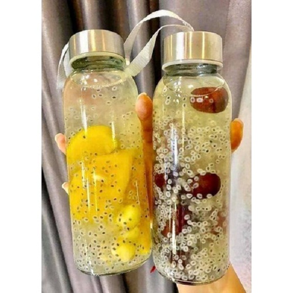 Combo 10 lọ thủy tinh dây xách 300ml nắp bạc