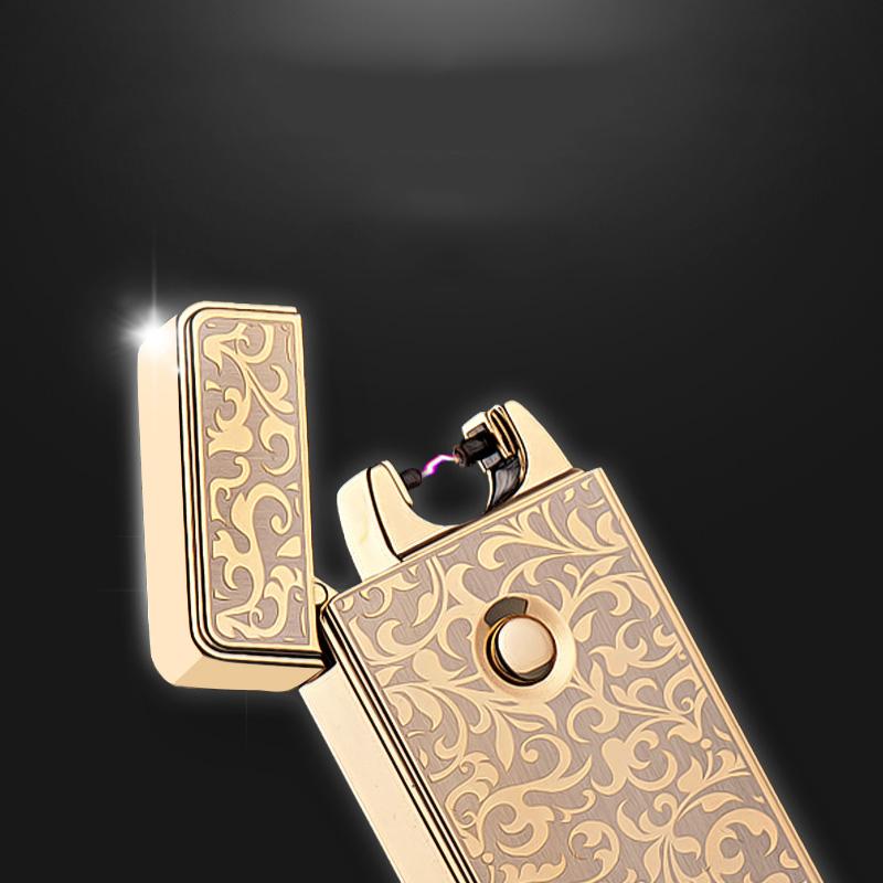 Bật Lửa Hoa Văn Sạc USB Jobon 308 (Vàng)..