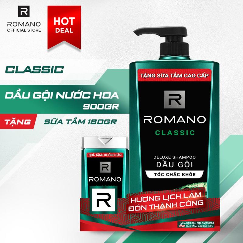 Dầu gội Romano Classic cổ điển lịch lãm tóc chắc khỏe 900gr- Tặng sữa tắm Romano Classic 180g nhập khẩu