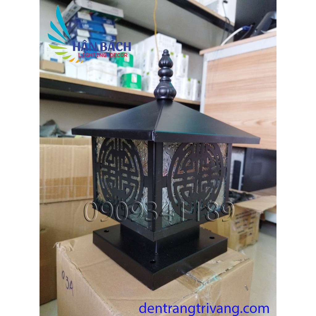 Đèn trụ cổng,đèn gắn đầu cột,đèn sân vườn ngoài trời D200 sơn tĩnh điện HBTC02 HABALI
