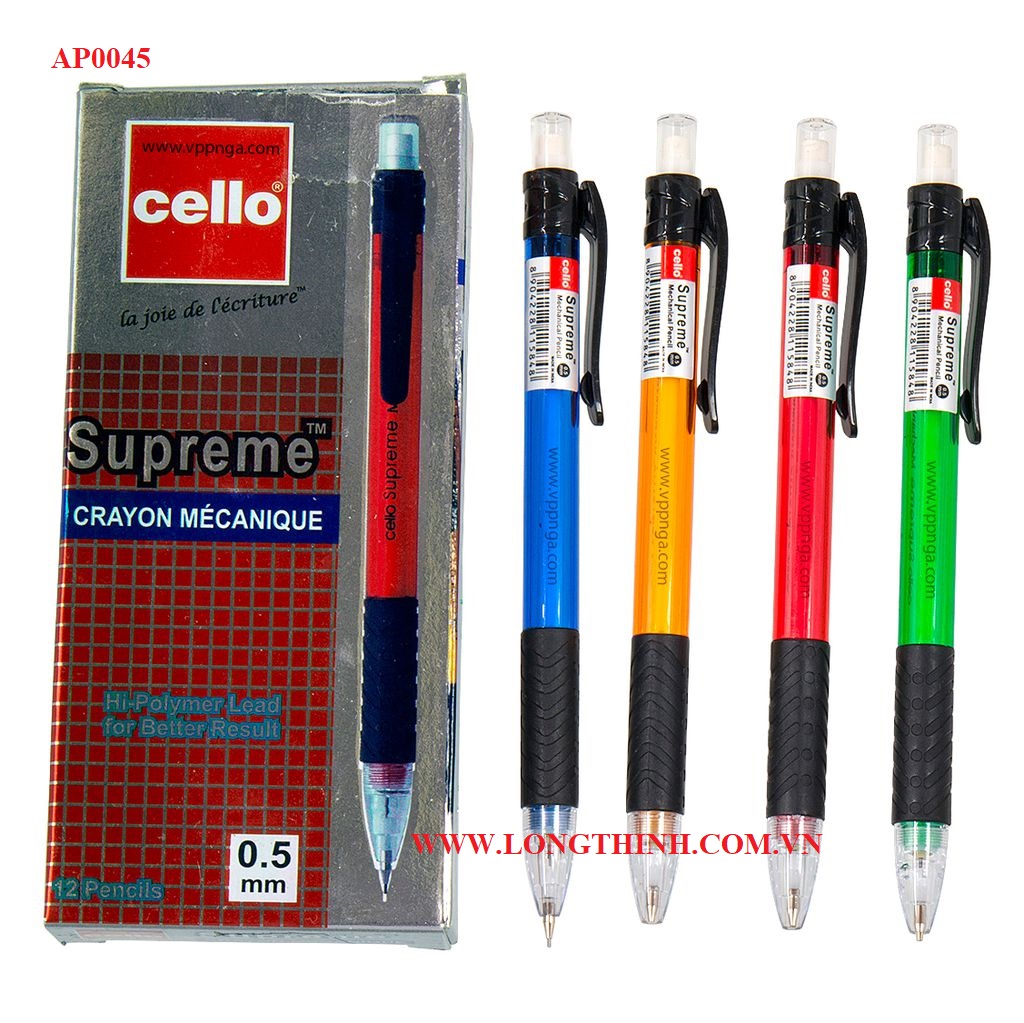 [HCM]Bộ 4 cây bút chì bấm Cello Supreme 0.5mm