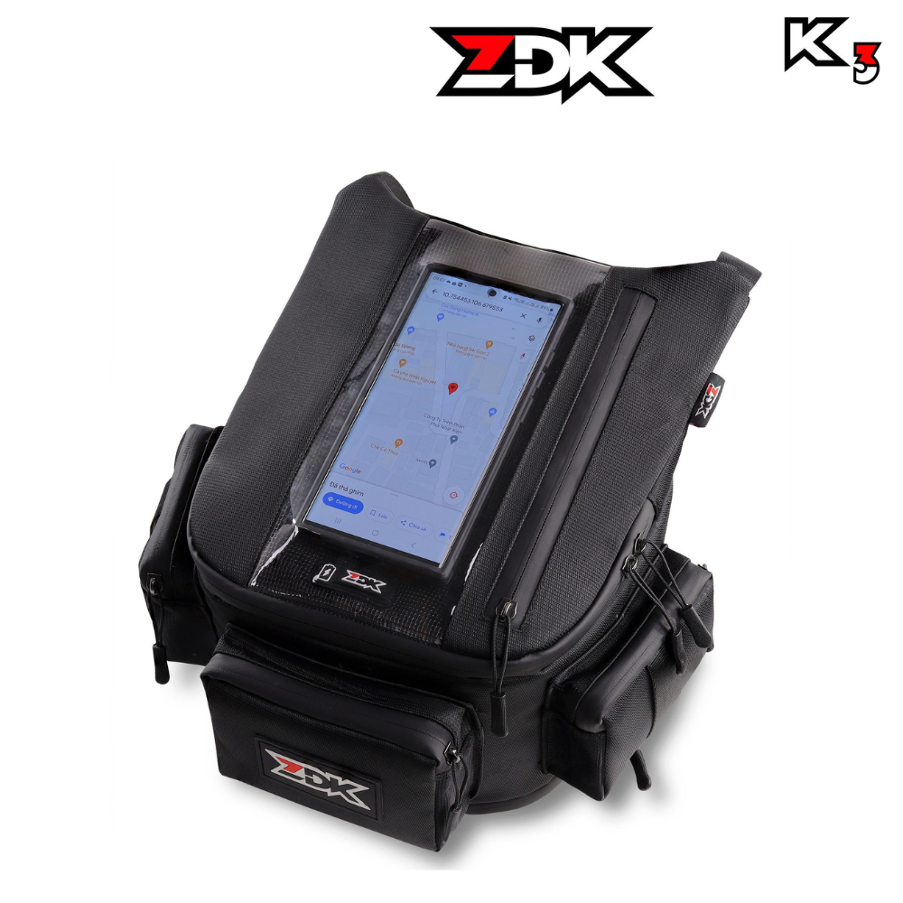 Túi chạy grab ZDK K3 treo đầu xe máy xem điện thoại, đựng được áo mưa, có cổng sạc điện thoại tiện lợi, an toàn chạy grab, đi phượt