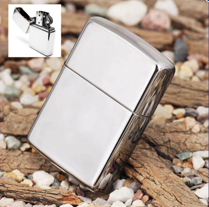 Bật lửa đá xăng Cổ Điển trắng bạc-BBVL