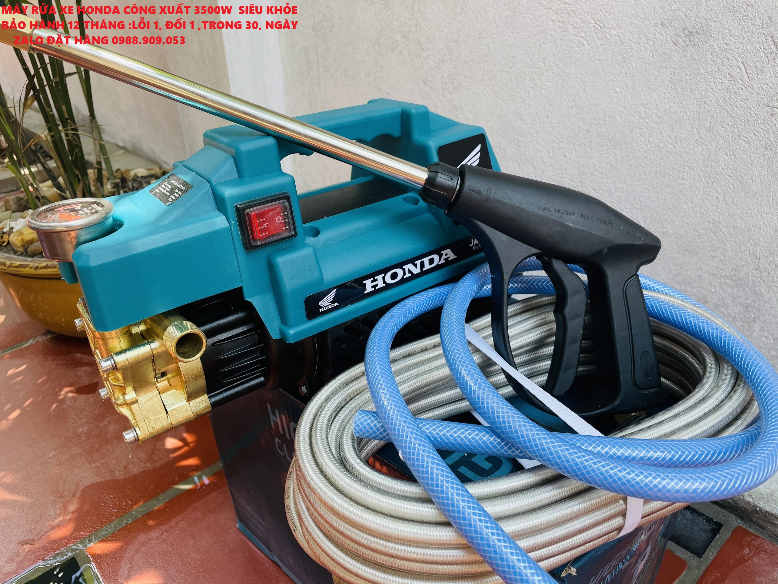 MÁY RỬA XE HONDA 3500W  DÂY DÀI 15M