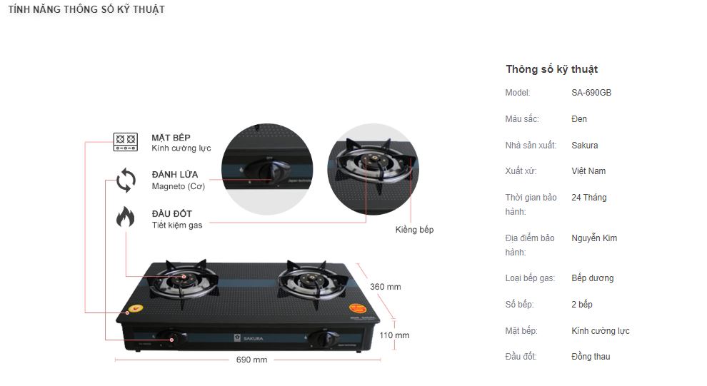 BẾP GAS SAKURA SA-690GB
