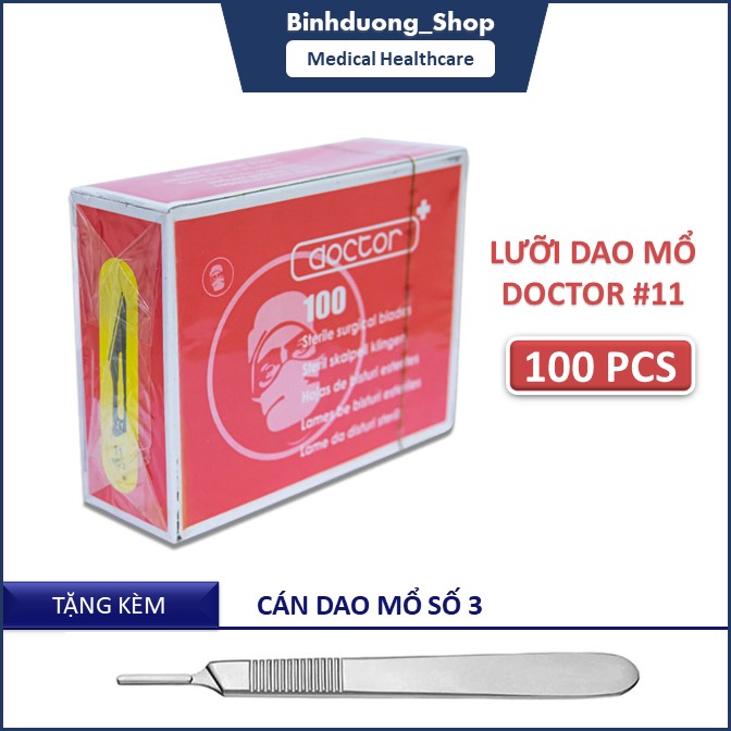 Cán dao mổ số 3 kèm 100 lưỡi dao thích hợp