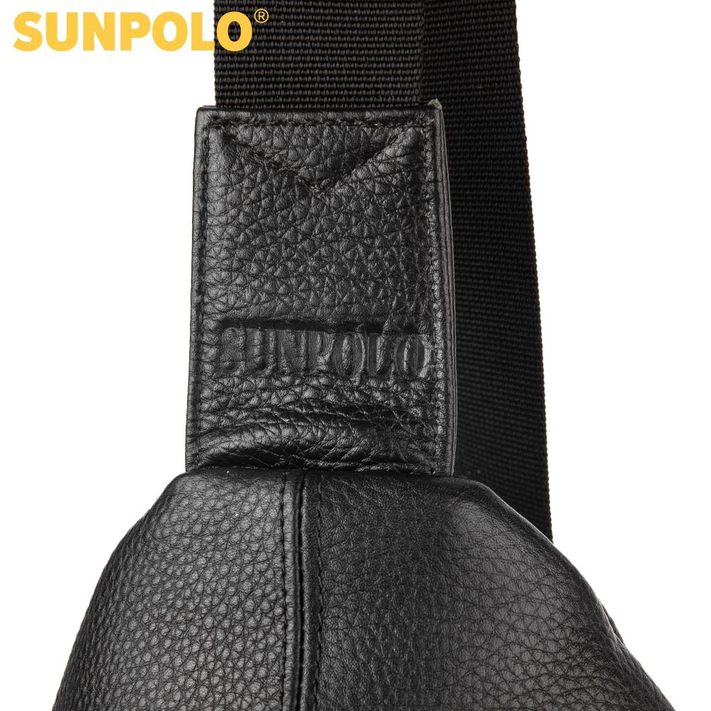 Men Leather Chest Bag SUNPOLO STU101 (Black, Brown, Dark Brown)