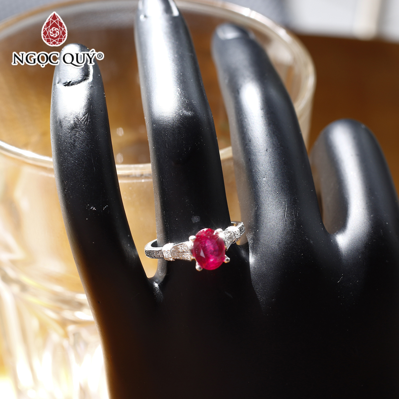 [HCM]Nhẫn bạc nữ đá Ruby mệnh hỏa thổ - Ngọc Qúy Gemstones