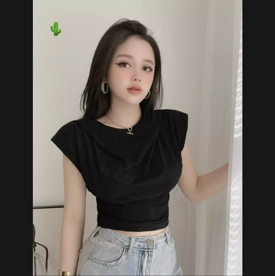 ÁO croptop bo eo tay cánh dơi ,chất vải borip
